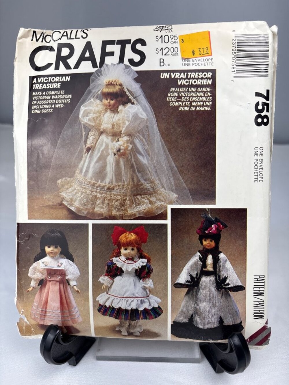 McCalls Pattern 758 Victorian Doll Clothes Uncut Size 13" 14" 16" Uncut